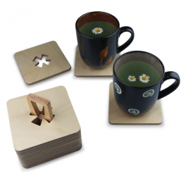 (팀스페이스)자작나무 컵받침대와 홀더 10피스